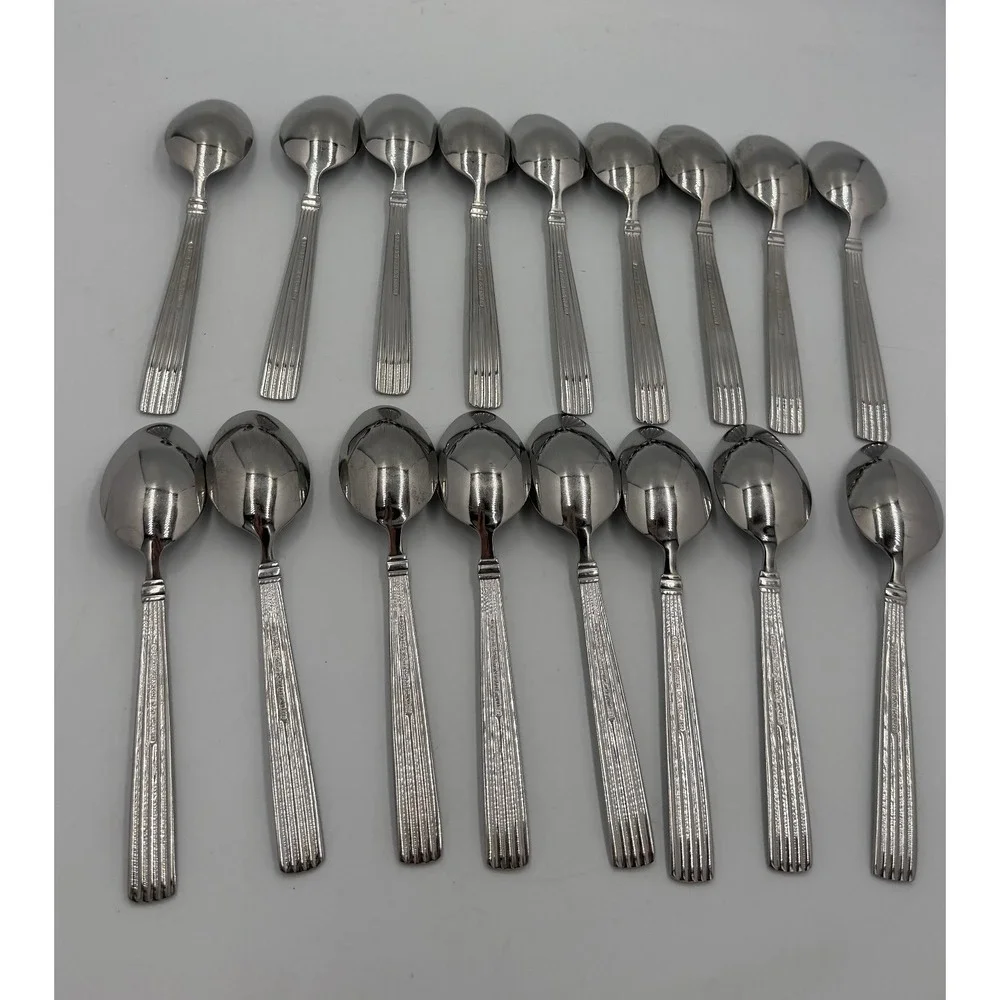Reed & Barton Teaspoons Set of 16 Stainless 18/10 Fluted Ribbed